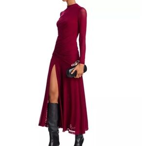 Bardot Burgundy Ruched Midi Dress